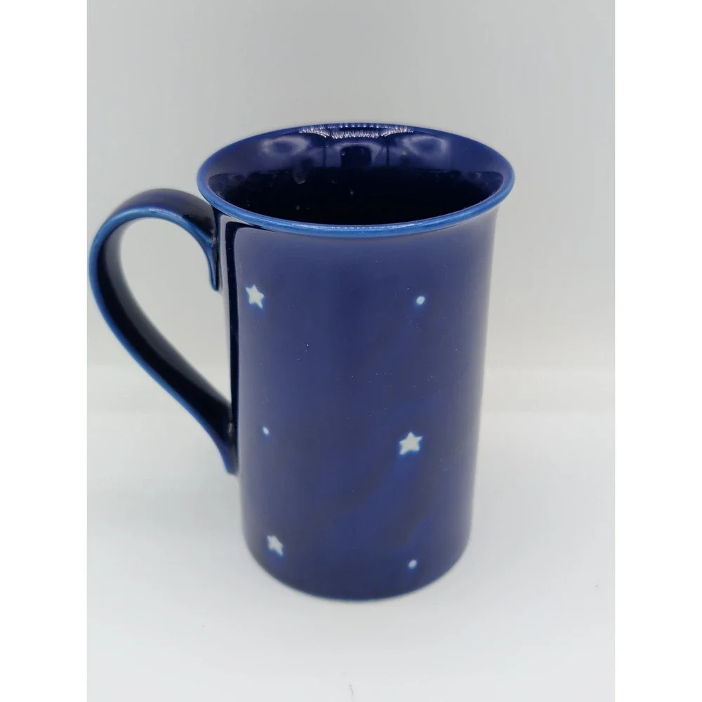 VTG Pier 1 Celestial Sun Cobalt Blue Ceramic 10oz Coffee Mug Cup Japan 90s